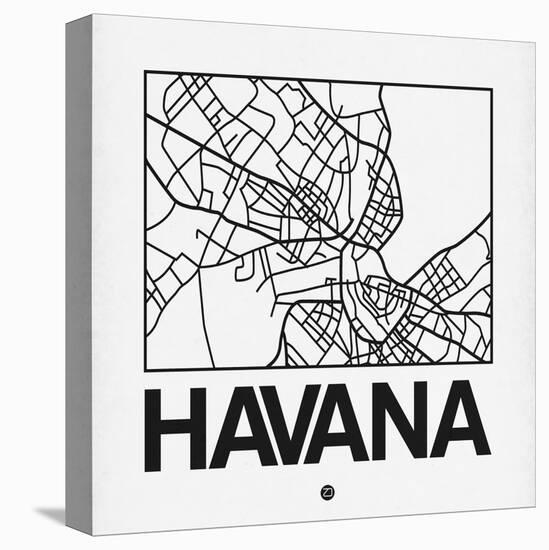 White Map of Havana-NaxArt-Stretched Canvas