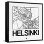 White Map of Helsinki-NaxArt-Framed Stretched Canvas