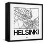 White Map of Helsinki-NaxArt-Framed Stretched Canvas