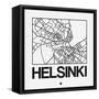 White Map of Helsinki-NaxArt-Framed Stretched Canvas