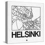 White Map of Helsinki-NaxArt-Stretched Canvas