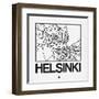 White Map of Helsinki-NaxArt-Framed Art Print