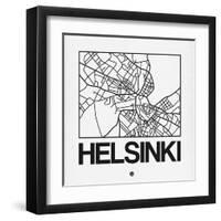 White Map of Helsinki-NaxArt-Framed Art Print