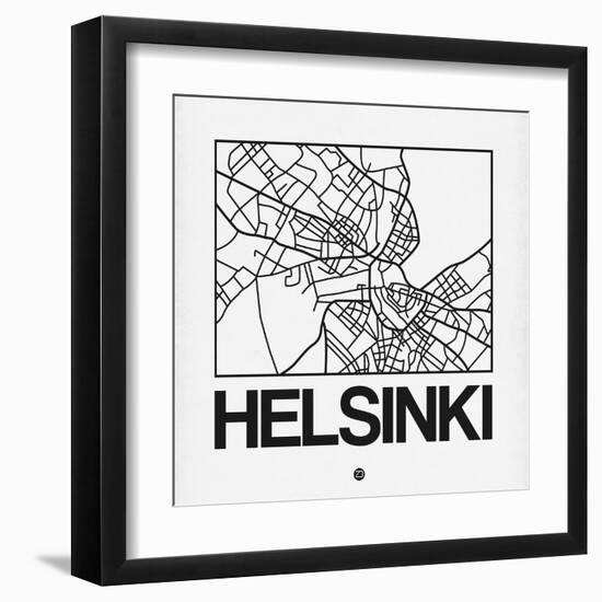 White Map of Helsinki-NaxArt-Framed Art Print