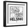 White Map of Helsinki-NaxArt-Framed Art Print