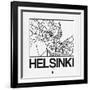 White Map of Helsinki-NaxArt-Framed Art Print