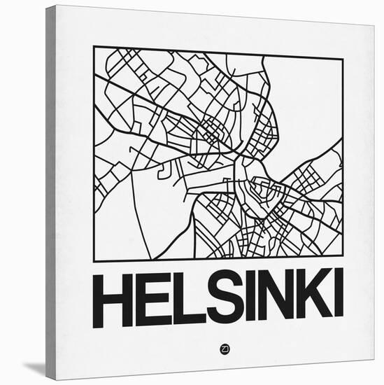 White Map of Helsinki-NaxArt-Stretched Canvas