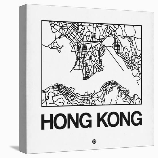 White Map of Hong Kong-NaxArt-Stretched Canvas