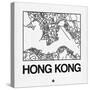 White Map of Hong Kong-NaxArt-Stretched Canvas