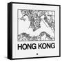 White Map of Hong Kong-NaxArt-Framed Stretched Canvas