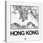 White Map of Hong Kong-NaxArt-Stretched Canvas