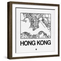 White Map of Hong Kong-NaxArt-Framed Art Print