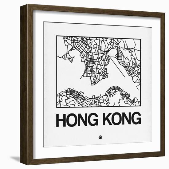 White Map of Hong Kong-NaxArt-Framed Art Print