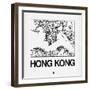 White Map of Hong Kong-NaxArt-Framed Art Print