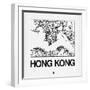 White Map of Hong Kong-NaxArt-Framed Art Print