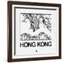 White Map of Hong Kong-NaxArt-Framed Art Print