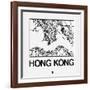 White Map of Hong Kong-NaxArt-Framed Art Print