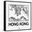 White Map of Hong Kong-NaxArt-Framed Stretched Canvas