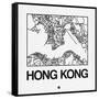 White Map of Hong Kong-NaxArt-Framed Stretched Canvas
