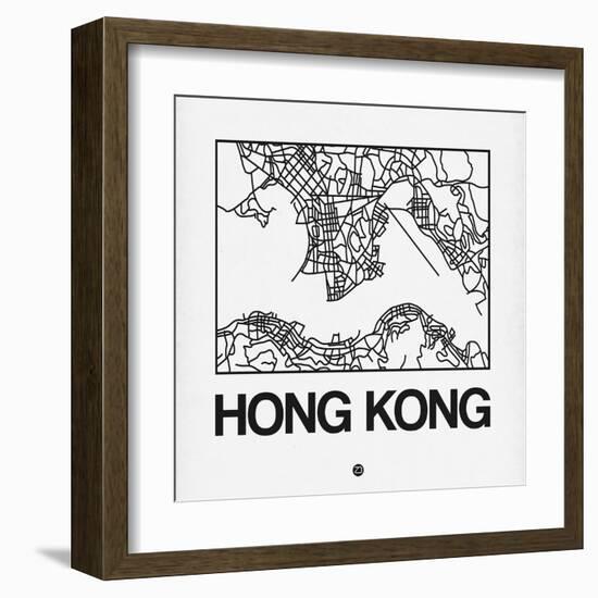 White Map of Hong Kong-NaxArt-Framed Art Print