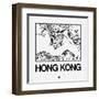 White Map of Hong Kong-NaxArt-Framed Art Print
