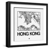 White Map of Hong Kong-NaxArt-Framed Art Print