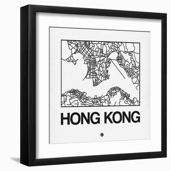 White Map of Hong Kong-NaxArt-Framed Art Print