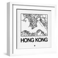 White Map of Hong Kong-NaxArt-Framed Art Print