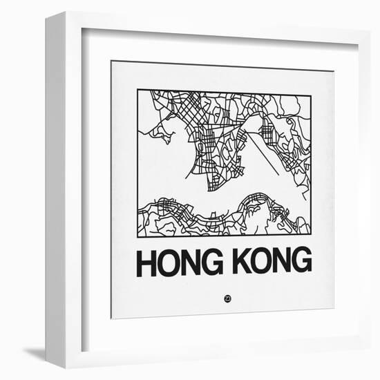 White Map of Hong Kong-NaxArt-Framed Art Print