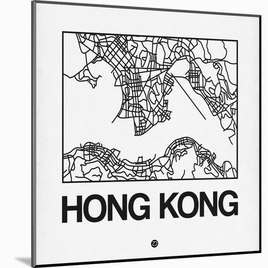 White Map of Hong Kong-NaxArt-Mounted Art Print