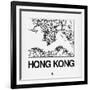 White Map of Hong Kong-NaxArt-Framed Art Print