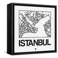 White Map of Istanbul-NaxArt-Framed Stretched Canvas