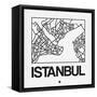 White Map of Istanbul-NaxArt-Framed Stretched Canvas