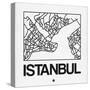 White Map of Istanbul-NaxArt-Stretched Canvas