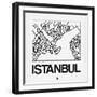 White Map of Istanbul-NaxArt-Framed Art Print