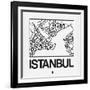 White Map of Istanbul-NaxArt-Framed Art Print