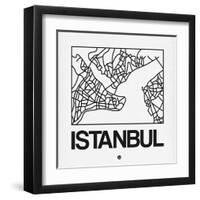 White Map of Istanbul-NaxArt-Framed Art Print