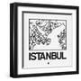 White Map of Istanbul-NaxArt-Framed Art Print