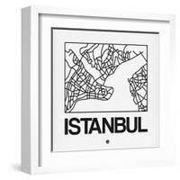 White Map of Istanbul-NaxArt-Framed Art Print