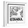 White Map of Istanbul-NaxArt-Framed Art Print