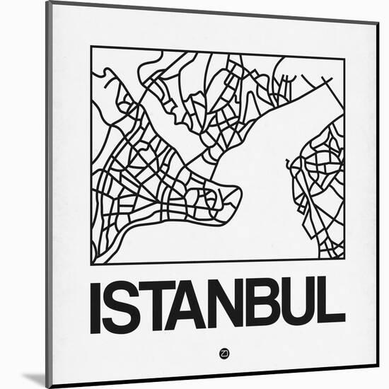 White Map of Istanbul-NaxArt-Mounted Art Print