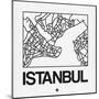 White Map of Istanbul-NaxArt-Mounted Art Print