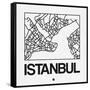 White Map of Istanbul-NaxArt-Framed Stretched Canvas