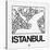 White Map of Istanbul-NaxArt-Stretched Canvas