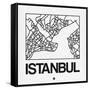 White Map of Istanbul-NaxArt-Framed Stretched Canvas