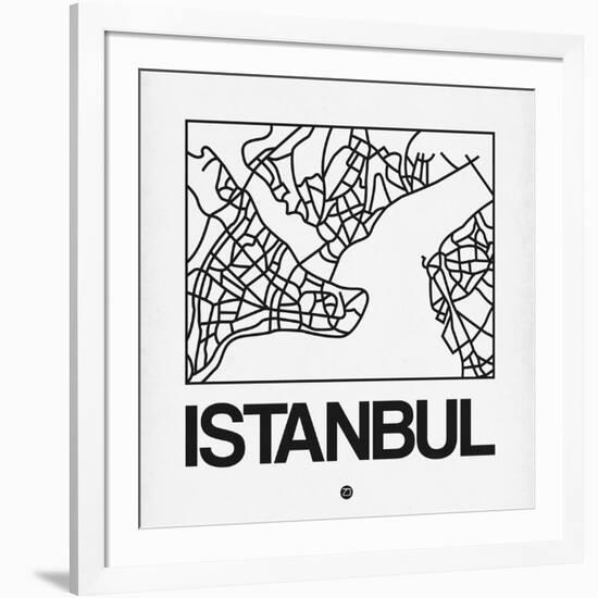 White Map of Istanbul-NaxArt-Framed Art Print