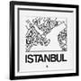 White Map of Istanbul-NaxArt-Framed Art Print