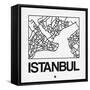 White Map of Istanbul-NaxArt-Framed Stretched Canvas