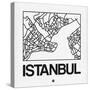 White Map of Istanbul-NaxArt-Stretched Canvas