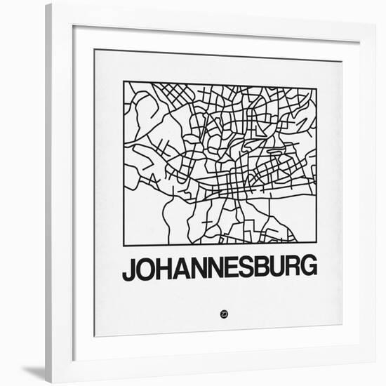 White Map of Johannesburg-NaxArt-Framed Art Print